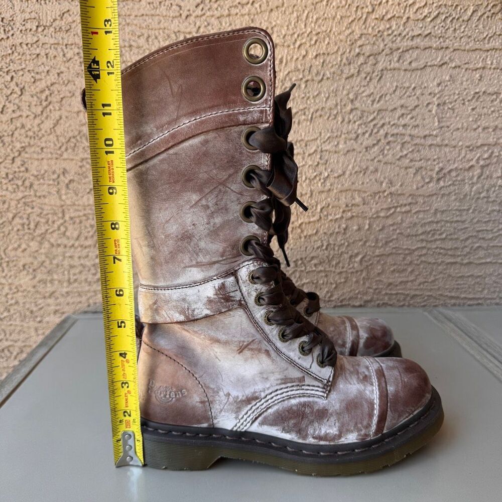 NEW Dr. Martens Triumph Boots Womens Sz 8 Brown Pink Floral Foldover Tall Combat - Picture 15 of 16